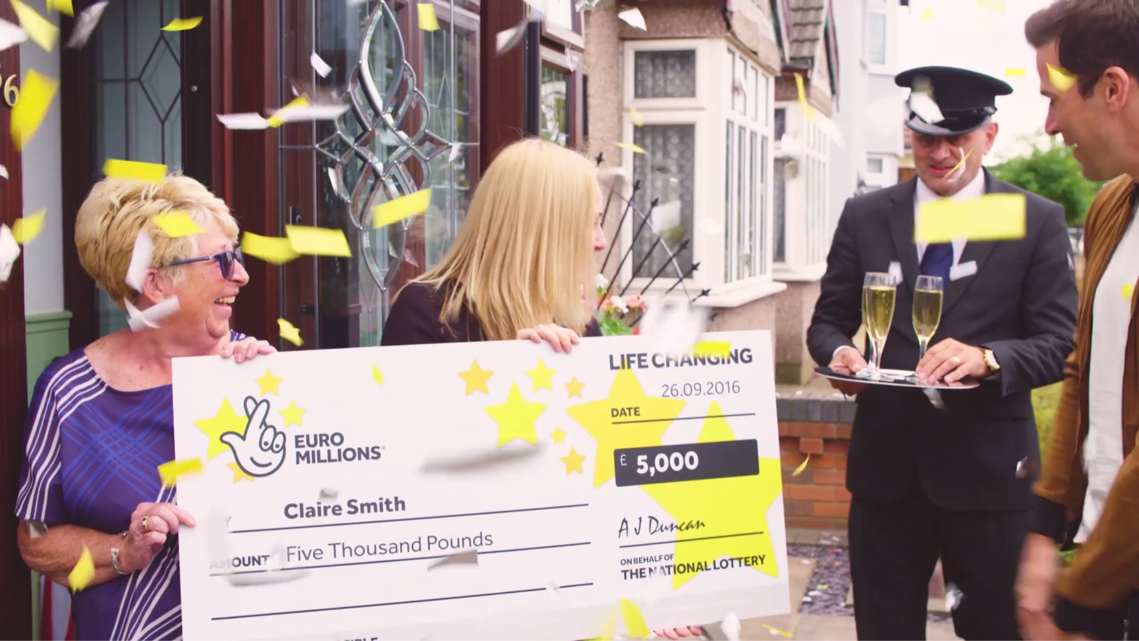 Two ladies celebrating their lottery win