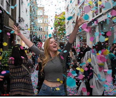 Lady enjoying the confetti: how long does biodegradable confetti last? 
